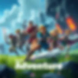 A group of diverse heroes battling together in a fantasy landscape, showcasing teamwork and cooperation in a colorful online RPG setting.