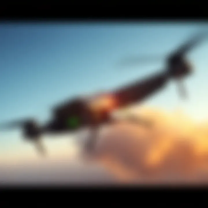 Nvidia AI drone, CobraJet, flying swiftly through the sky, demonstrating its capabilities against enemy drone swarms.