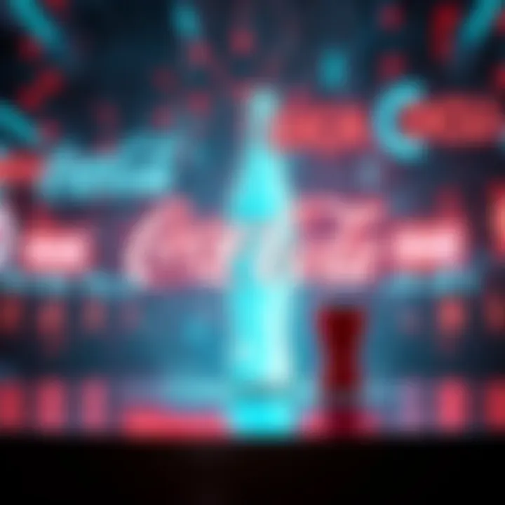 Coca-Cola ad promoting its products alongside a backdrop of technology symbols, symbolizing AI and advertising innovation