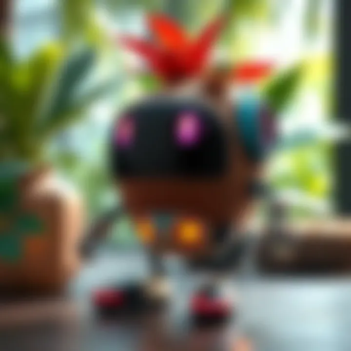 A vibrant Coconut Bot character with tropical elements and a playful design, showcasing artistic details inspired by nature.