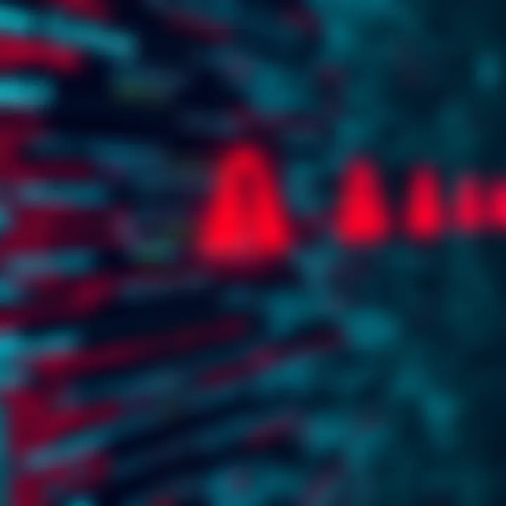 A visual representation of code snippets with red warning symbols, illustrating security issues linked to politically sensitive topics.