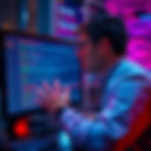 A person looking frustrated at a computer screen displaying error messages related to deprecated functions in code.