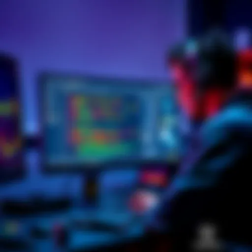 A person coding on a computer screen displaying Unreal Engine with game design elements