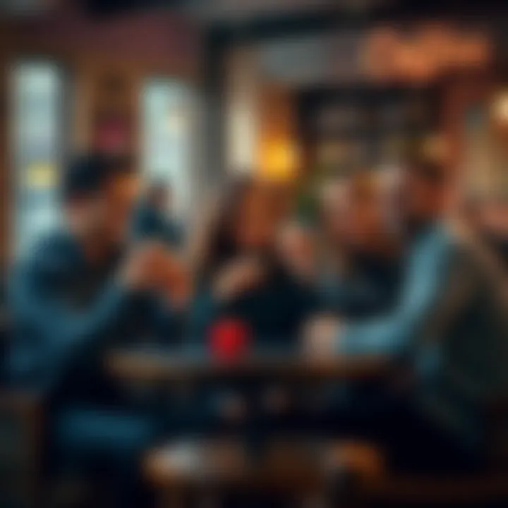 A group of friends enjoying coffee together in a cozy café, celebrating the start of the weekend.