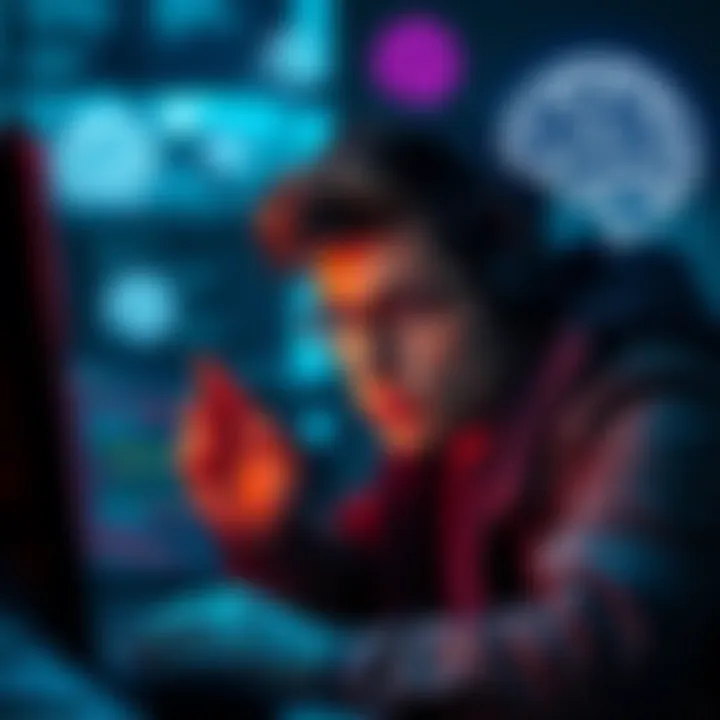 A person looking puzzled while coding on a computer, with brain icons representing cognitive function around them.