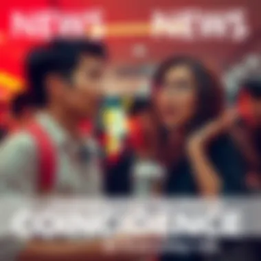 Two people sharing a surprised reaction after a coincidental encounter