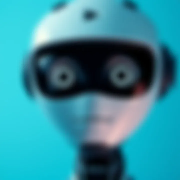 A digital assistant showing a friendly but detached expression, representing the shift in AI interactions. The background is a soft blue, symbolizing calmness and neutrality.
