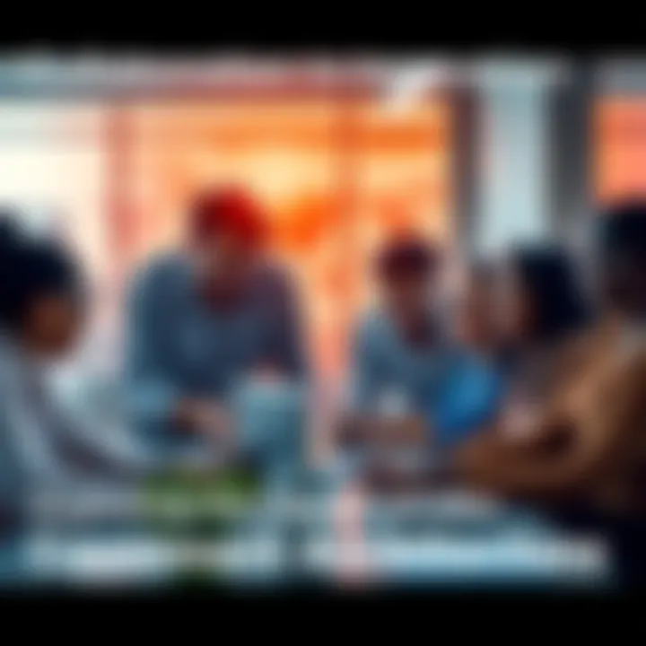 Collaboration in Innovation A diverse team working together with digital tools, showcasing creativity and connection in a modern workspace.