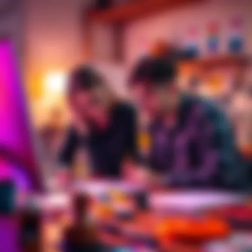 Sara Silkin and motion_ctrl team working together on an art project, showcasing creative tools and brainstorming ideas.