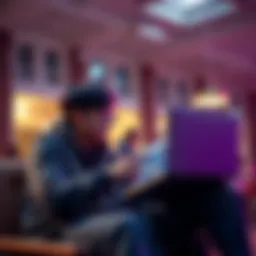 A college student engaged in conversation with a laptop displaying ChatGPT, showcasing reliance on AI for guidance.