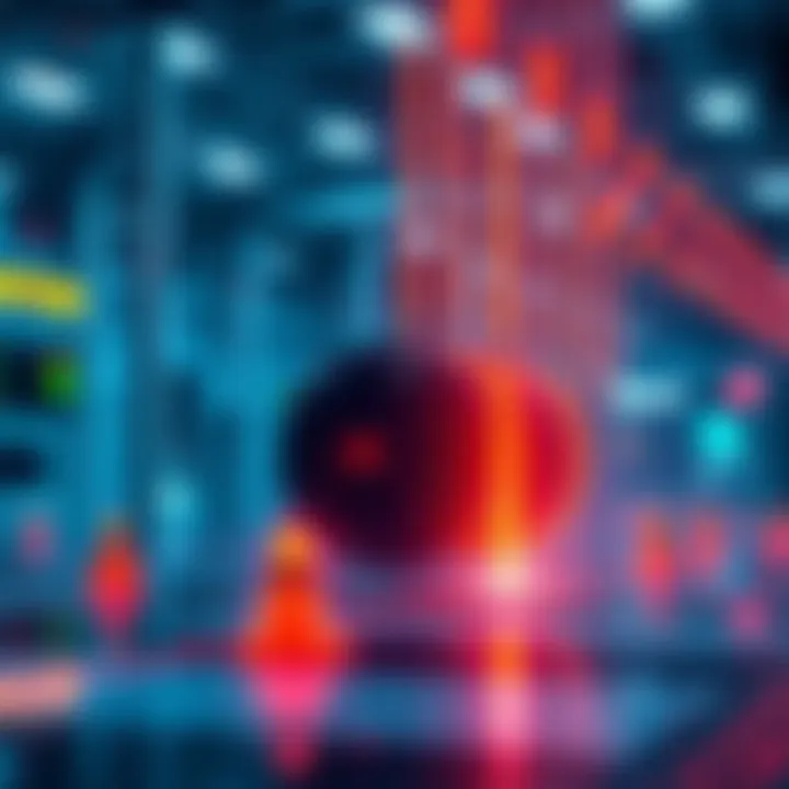 A visual representation of collision detection technology, showing sensors detecting obstacles in real-time within a digital environment.