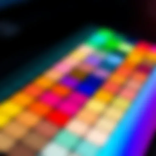 A vibrant selection of colors displayed on a screen, representing potential choices for the next Android interface.