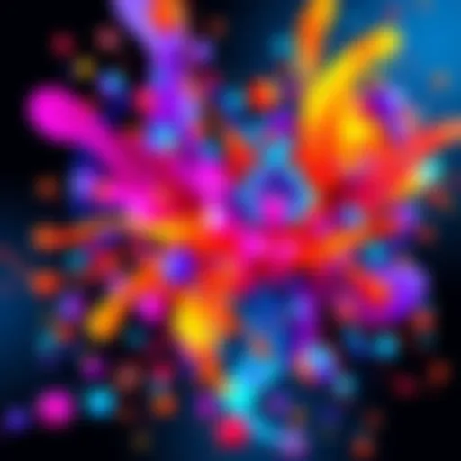 A vibrant, colorful abstract piece of art created by artificial intelligence, showcasing various shapes and patterns.