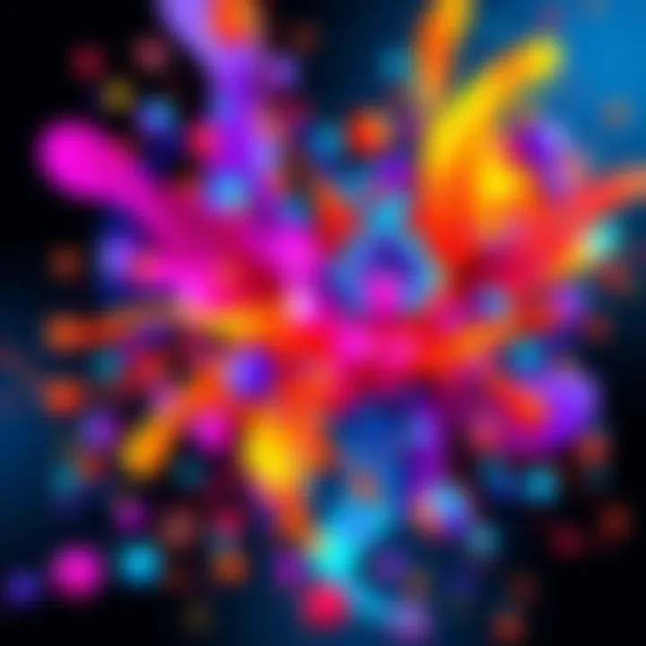 A vibrant, colorful abstract piece of art created by artificial intelligence, showcasing various shapes and patterns.