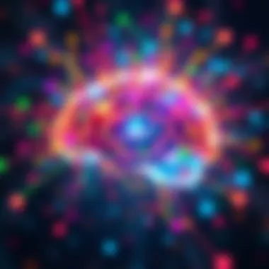 An abstract visual depicting vibrant thoughts and ideas emanating from a brain-like structure, symbolizing the concept of spontaneous thinking in AI.