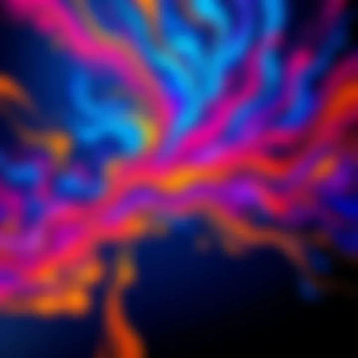 A bright, abstract painting with swirling colors that energizes and captivates the viewer.
