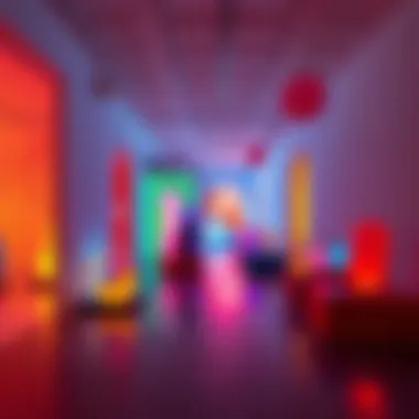 An innovative art installation featuring vibrant colors and creative shapes that engage viewers and spark imagination