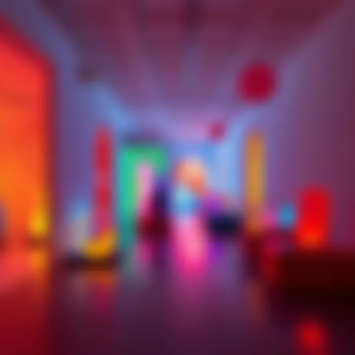 An innovative art installation featuring vibrant colors and creative shapes that engage viewers and spark imagination