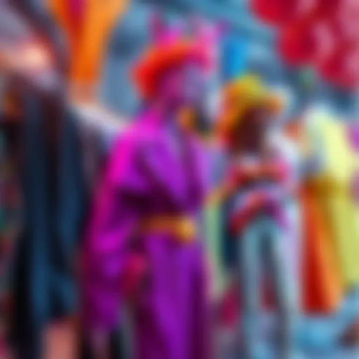 A display of various colorful clothing styles and accessories being showcased for feedback