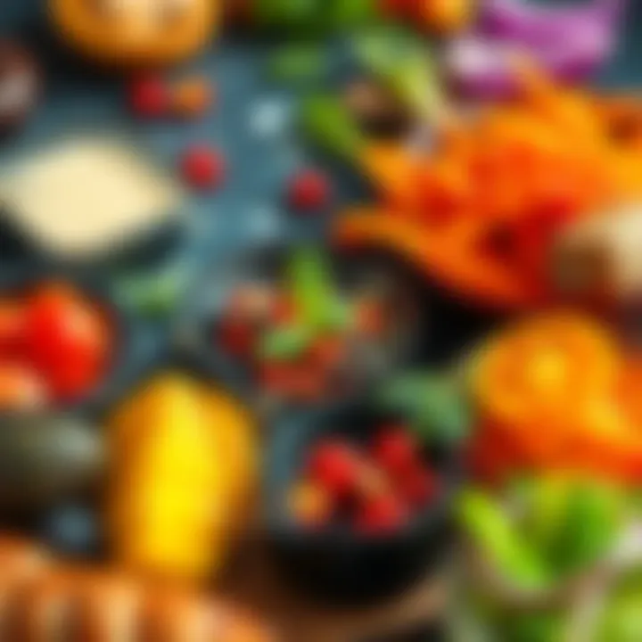 A vibrant phone wallpaper featuring various colorful dishes and ingredients, showcasing culinary artistry.