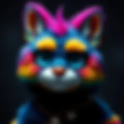 A colorful anthropomorphic character with furry features, showcasing unique personality traits and vibrant colors, representing ChatGPT's creativity.