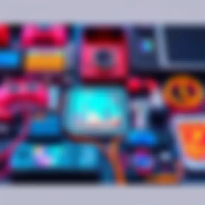 Colorful gadgets and technology Various colorful gadgets and devices showcasing modern technology in everyday life