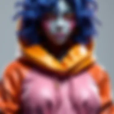 A vibrant outfit designed in Blender showcasing advanced sculpting and color variations