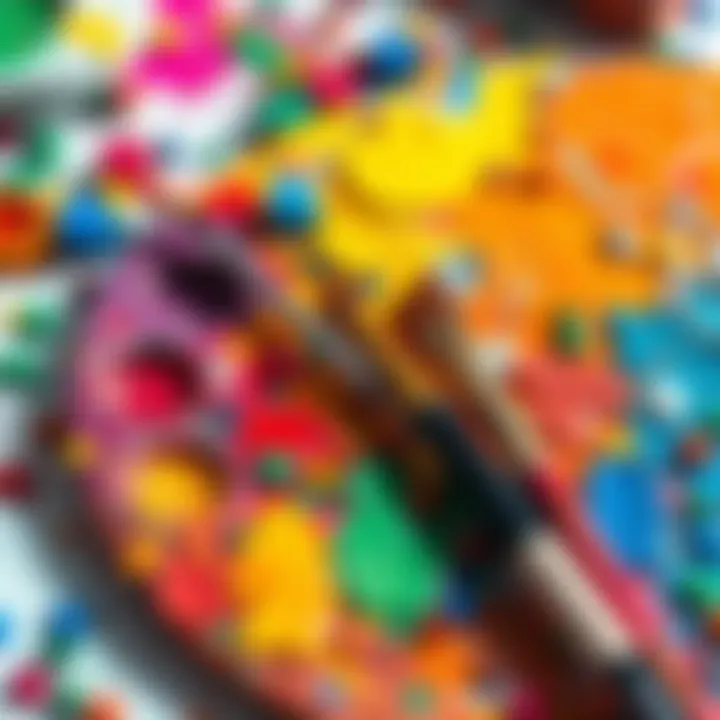 A vibrant paint palette with various colors and brushes, symbolizing artistic expression and creativity.