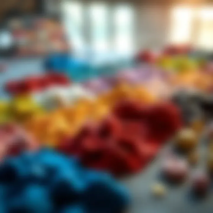 Various colorful texture samples arranged on a table for feedback analysis