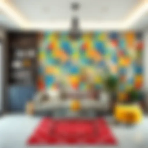 A vibrant collection of unique tile designs and patterns displayed in a modern living space