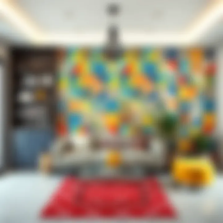 A vibrant collection of unique tile designs and patterns displayed in a modern living space