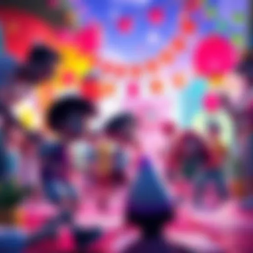 A vibrant animated scene showing lively characters in a creative world