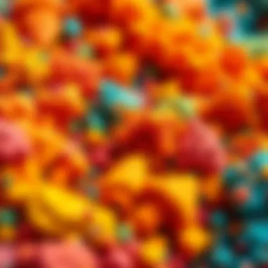 A vibrant display of various artistic styles in image generation, featuring examples of different textures and color schemes.