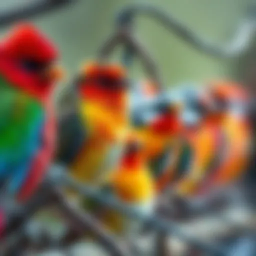 A variety of colorful birds representing different species for a survey
