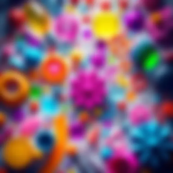 Colorful Design Elements A collection of vibrant design elements including shapes, colors, and textures showcasing visual appeal.