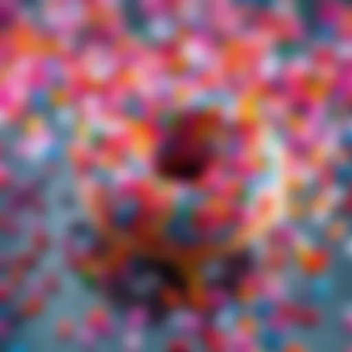 A bright and colorful donut covered in sprinkles, representing a key symbol in 'Everything Everywhere All At Once'.