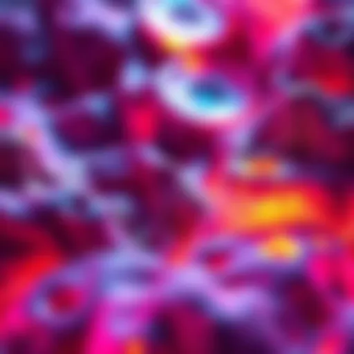 A vibrant artwork featuring glowing textures that animate the design, showcasing the effects of emissive surfaces.