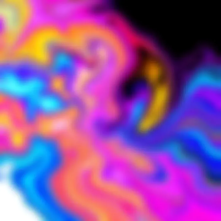 A vibrant display of fluid dynamics creating swirling colors and shapes