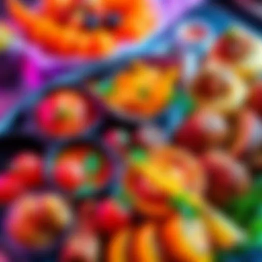 A vibrant assortment of trendy food items showcasing unique flavors and creative presentations