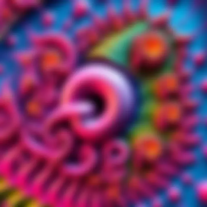 A vibrant display of fractal patterns showcasing intricate designs and colors, illustrating the complexity of fractals generated by software.