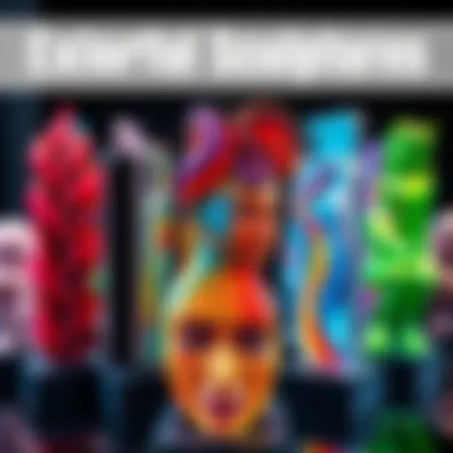 A collection of vibrant sculptures made from iPhones, showcasing various artistic styles and techniques