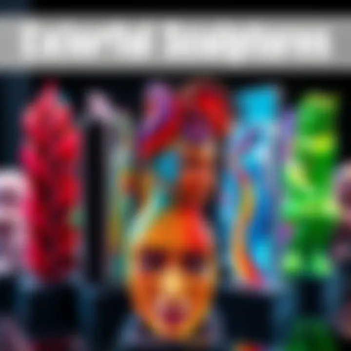 A collection of vibrant sculptures made from iPhones, showcasing various artistic styles and techniques