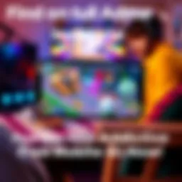 A smartphone showing a vibrant mobile game with engaging graphics and characters, set against a cozy background with a streaming setup visible.