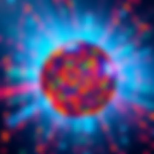 A vibrant orb surrounded by colorful dithering effects, showcasing color manipulation and immersive visuals.