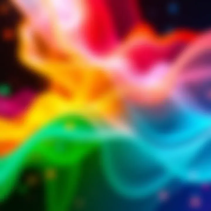 A vibrant visual created with p5.js showing abstract shapes and colors