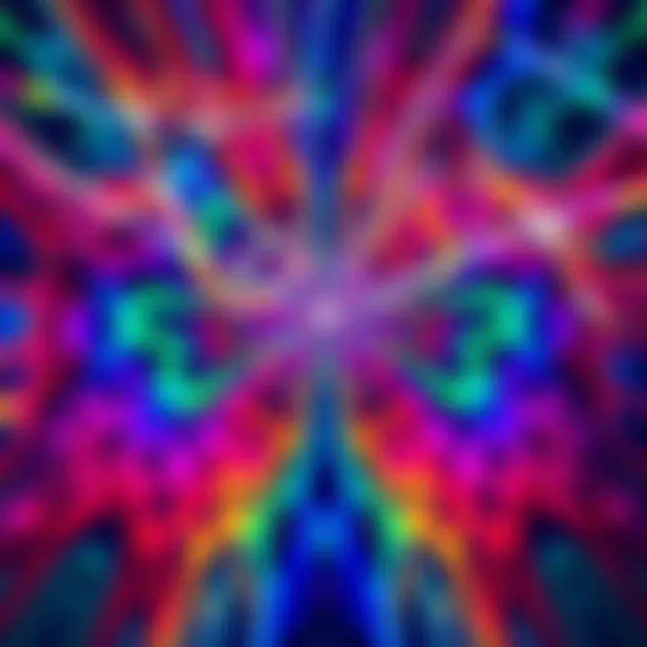 A vibrant display of dynamic color patterns illustrating the RGB Polaris project using p5.js.