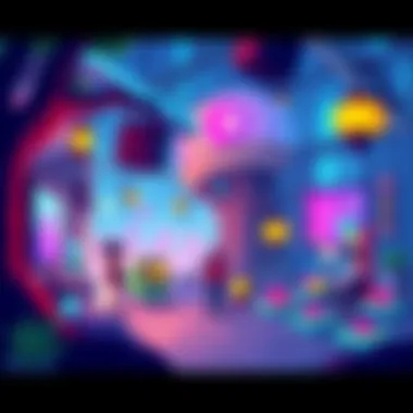 A vibrant pixel art scene showing characters and elements with normal maps and color ramps for mood enhancement