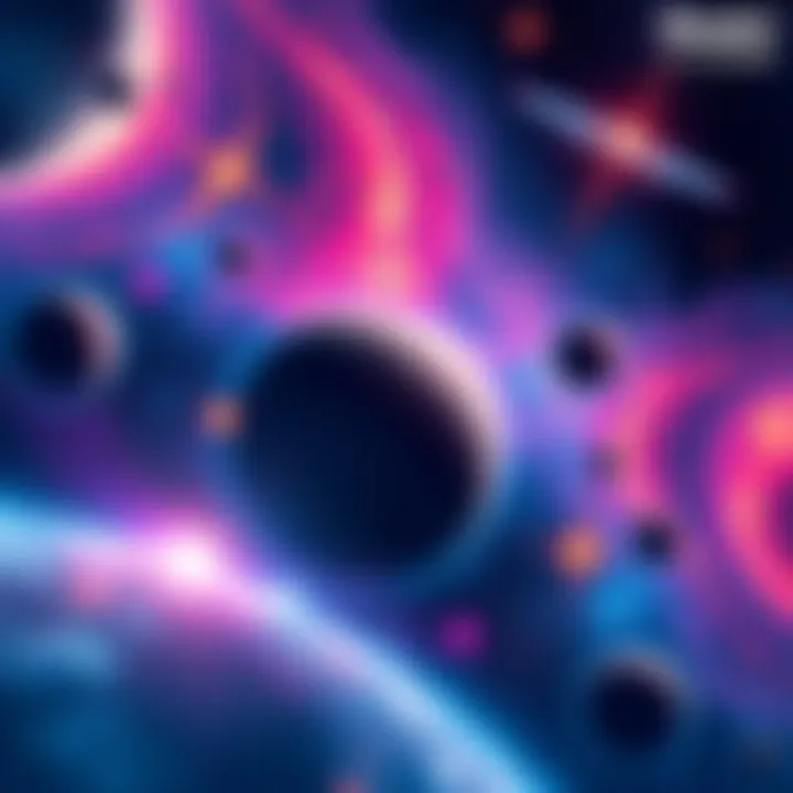 A vibrant collection of space-themed artworks showcasing planets, stars, and galaxies created by various artists.