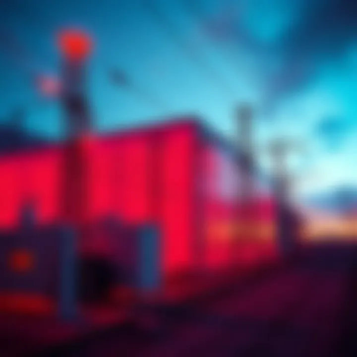 A conceptual view of Project Ruby data center with power lines illustrating high electricity demand