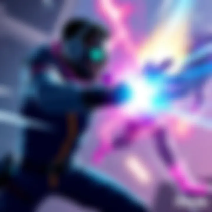 Illustration showing a character attacking an enemy with a blue flash overlay indicating vulnerability and enhanced visual effects for combat feedback.
